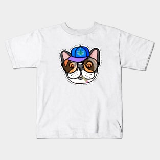 Boy French Bulldog in a cap and sunglasses Kids T-Shirt